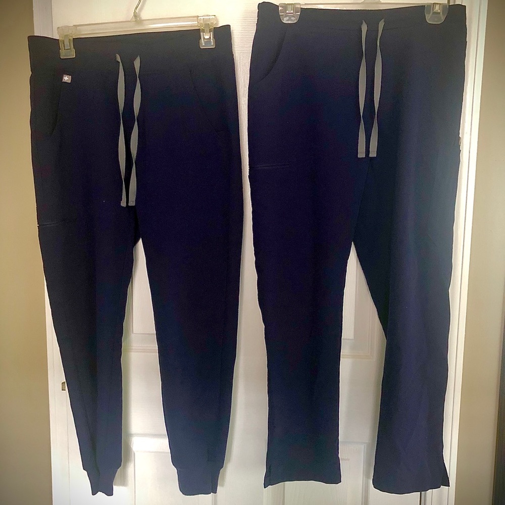 Two pairs of small petite FIGS scrub pants